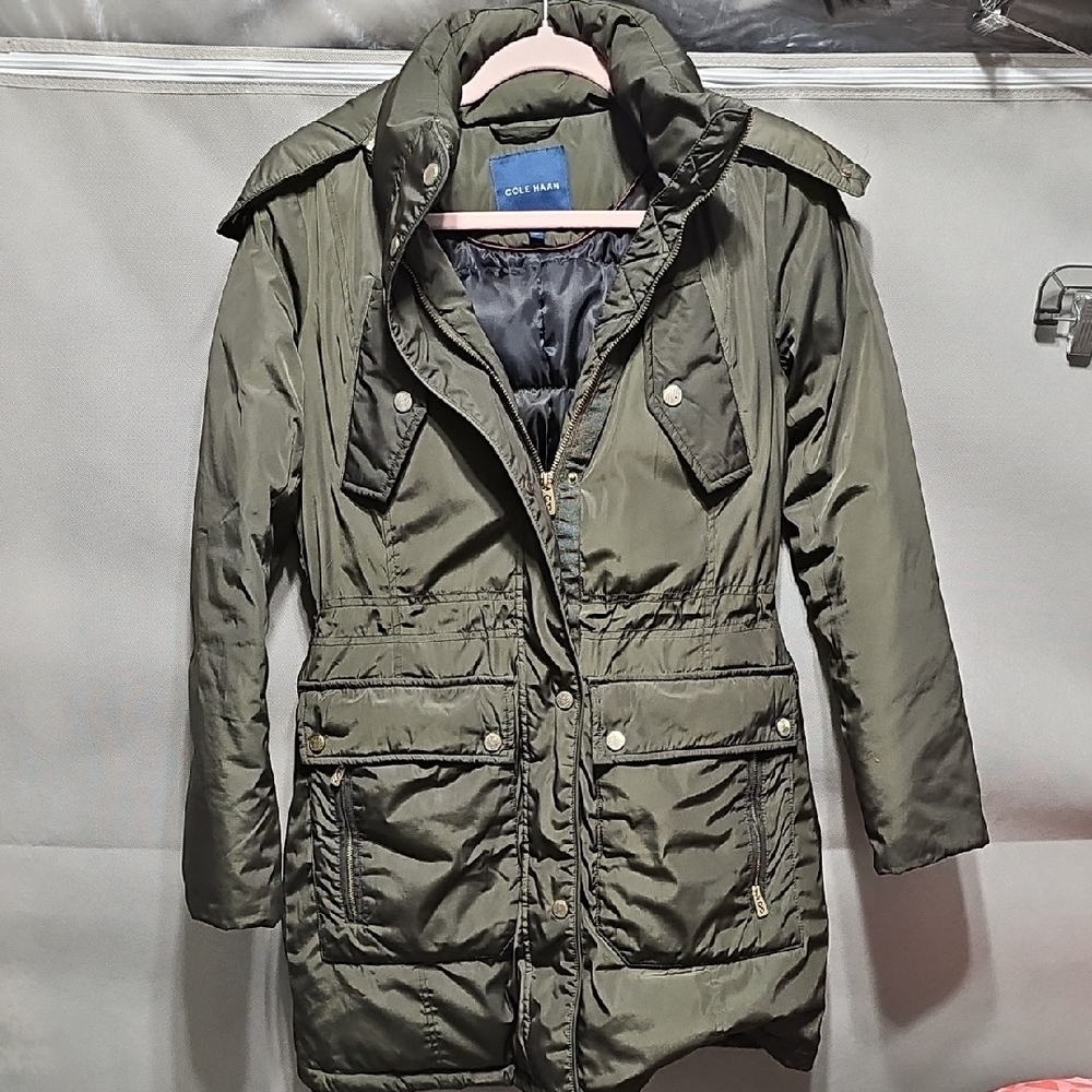 Cole Haan Olive Utility Quilted Jacket